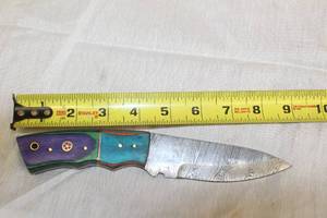 lot 16 image: MHS CUTLERY HANDMADE COSTUM CHEF, FOLDING, ULU KNIVES WITH WOOD, BONE AND OR RESIN HANDLES