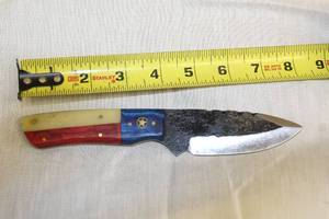 lot 19 image: MHS CUTLERY HANDMADE COSTUM CHEF, FOLDING, ULU KNIVES WITH WOOD, BONE AND OR RESIN HANDLES