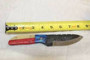 lot 23 image: MHS CUTLERY HANDMADE COSTUM CHEF, FOLDING, ULU KNIVES WITH WOOD, BONE AND OR RESIN HANDLES
