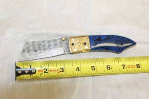lot 40 image: MHS CUTLERY HANDMADE COSTUM CHEF, FOLDING, ULU KNIVES WITH WOOD, BONE AND OR RESIN HANDLES