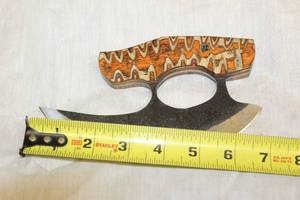 lot 45 image: MHS CUTLERY HANDMADE COSTUM CHEF, FOLDING, ULU KNIVES WITH WOOD, BONE AND OR RESIN HANDLES