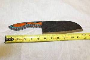 lot 49 image: MHS CUTLERY HANDMADE COSTUM CHEF, FOLDING, ULU KNIVES WITH WOOD, BONE AND OR RESIN HANDLES
