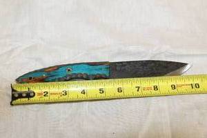 lot 51 image: MHS CUTLERY HANDMADE COSTUM CHEF, FOLDING, ULU KNIVES WITH WOOD, BONE AND OR RESIN HANDLES