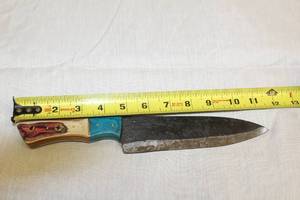 lot 79 image: MHS CUTLERY HANDMADE COSTUM CHEF, FOLDING, ULU KNIVES WITH WOOD, BONE AND OR RESIN HANDLES