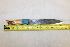 lot 80 image: MHS CUTLERY HANDMADE COSTUM CHEF, FOLDING, ULU KNIVES WITH WOOD, BONE AND OR RESIN HANDLES