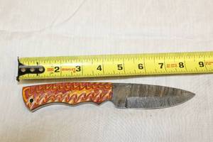 lot 83 image: MHS CUTLERY HANDMADE COSTUM CHEF, FOLDING, ULU KNIVES WITH WOOD, BONE AND OR RESIN HANDLES