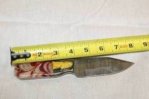 lot 91 image: MHS CUTLERY HANDMADE COSTUM CHEF, FOLDING, ULU KNIVES WITH WOOD, BONE AND OR RESIN HANDLES