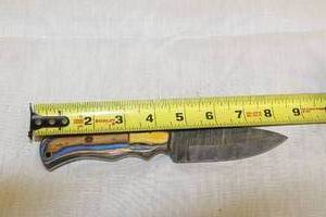 lot 100 image: MHS CUTLERY HANDMADE COSTUM CHEF, FOLDING, ULU KNIVES WITH WOOD, BONE AND OR RESIN HANDLES