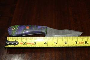 lot 105 image: MHS CUTLERY HANDMADE COSTUM CHEF, FOLDING, ULU KNIVES WITH WOOD, BONE AND OR RESIN HANDLES