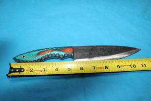 lot 108 image: MHS CUTLERY HANDMADE COSTUM CHEF, FOLDING, ULU KNIVES WITH WOOD, BONE AND OR RESIN HANDLES