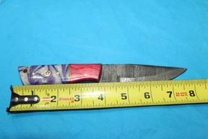 lot 111 image: MHS CUTLERY HANDMADE COSTUM CHEF, FOLDING, ULU KNIVES WITH WOOD, BONE AND OR RESIN HANDLES