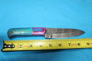 lot 117 image: MHS CUTLERY HANDMADE COSTUM CHEF, FOLDING, ULU KNIVES WITH WOOD, BONE AND OR RESIN HANDLES