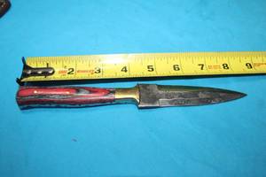 lot 119 image: MHS CUTLERY HANDMADE COSTUM CHEF, FOLDING, ULU KNIVES WITH WOOD, BONE AND OR RESIN HANDLES