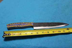lot 173 image: MHS CUTLERY HANDMADE COSTUM CHEF, FOLDING, ULU KNIVES WITH WOOD, BONE AND OR RESIN HANDLES