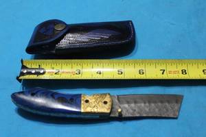 lot 183 image: MHS CUTLERY HANDMADE COSTUM CHEF, FOLDING, ULU KNIVES WITH WOOD, BONE AND OR RESIN HANDLES