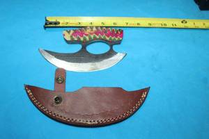 lot 125 image: MHS CUTLERY HANDMADE COSTUM CHEF, FOLDING, ULU KNIVES WITH WOOD, BONE AND OR RESIN HANDLES