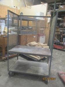 lot 184 image: 2-SHELF CAGE ROLLING CART ON CASTERS