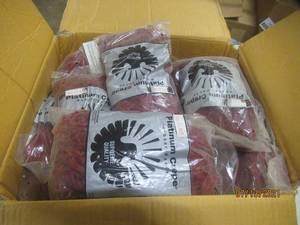 lot 214 image: 25LB BOX RED XTREME PLATINUM CREPE RUBBER BANDS ( USED FOR WOOD RUBBER BAND GUNS )