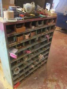 lot 273 image: METAL STORAGE WITH CONTENTS