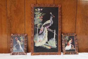 lot 36 image: ATHENS ART CO. MEXICAN FEATHER CRAFT 3PC WALL ART