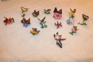 lot 92 image: LOT OF 14 HANDPAINTED PORCELIAN BUTTERFLIES CRAFTED IN TAIWAN