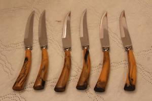 lot 99 image: SET OF 6 REGENT SHEFFIELD ENGLAND FORGED STAINLESS STEEL STEAK KNIVES