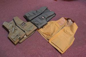 lot 173 image: 3 ADULT SIZE FLY FISHING VEST PACK JACKETS