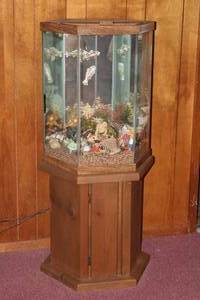 lot 123 image: HAXAGON FISH TANL ON STANDSTORAGE BASE