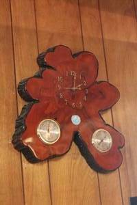 lot 132 image: VINTAGE TAYLOR BURL WOOD WALL CLOCK