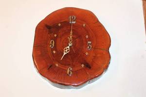 lot 133 image: VINTAGE BURL WOOD WALL CLOCK