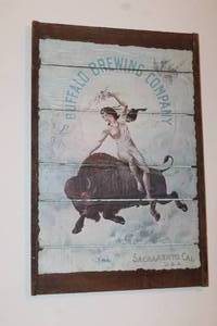 lot 137 image: SACRAMENTO CAL BUFFALO BREWING CO STECHER LITHO CO HANGING WALL DECOR