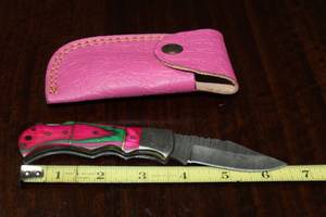 lot 80 image: DAMACAS STEEL FOLDING KNIFE WITH CUSTOM HAND CARVED HANDLE