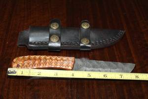lot 82 image: MHS CUTLERY CUSTOM DAMACASCARBON STEEL KNIVES SKINNERS, CHEF, RING AND FOLDING KNIVES