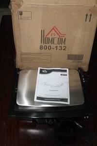 lot 59 image: HOMECOM 800-132 CONTACT GRILL ELECTRIC INDOOR USE NEW IN OPEN BOX
