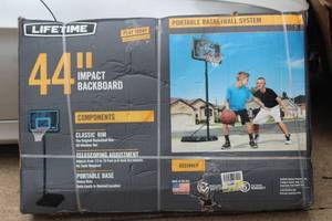 lot 163 image: NEW IN BOX LIFETIME 44 IMPACT BACKBOARD PORTABLE BASKETBALL SYSTEM 90759