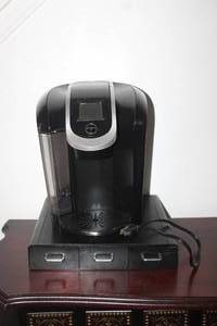 lot 179 image: KEURIG K.20-300 WITH AMAZON BASICS 3 DRAWER CUP STORAGE