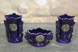 lot 78 image: VINTAGE FRENCH COBALT BLUE ALTER WEDDING FLOWER VASE