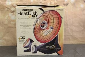 lot 4 image: PRESTO HEAT DISH TILT PARABOLIC ELECTRIC HEATER 07928 IN ORIGINAL BOX