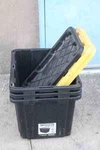 lot 53 image: 3 TOUGHHDX BOX CONSTRUCTION GRADE 27 GALLON STORAGE CONTAINERS WITH LIDS