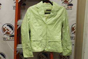 lot 196 image: I.E   LIGHT GREEN WOMENS LEATHER JACKET SIZE SMALL