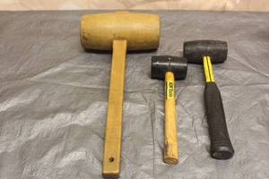 lot 47 image: TOTAL OF 3 MALLET HAMMERS&nbsp