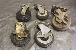 lot 26 image: TOTAL OF 5 ASSORTED SIZEBRAND CASTERS&nbsp &nbsp,SEE PICS&nbsp