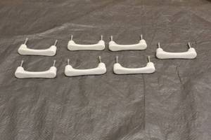 lot 54 image: TOTAL OF 7 VINTAGE WHITE PORCELAIN CABINET DRESSER&nbsp 3 34 HANDLE PULLS&nbsp