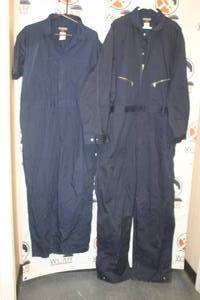 lot 79 image: TOTAL OF 2 BLUE WALLS MASTER MADE SHORT  LONG SLEEVE&nbsp COVERALLS&nbsp SIZE 48SH &amp 56 XLT&nbsp