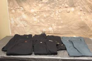 lot 82 image: TOTAL OF 8 BLACK &amp GREEN ASSORTED SIZE DICKIE PANTS  SEE PICS&nbsp