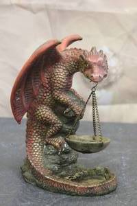 lot 152 image: FANTASY RED DRAGON WITH METALCANDLE INCENSE OIL HOLDER SCULPTURE&nbsp&nbsp