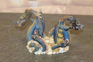 lot 156 image: DUELING BLUE DRAGON SCULPTURE&nbsp
