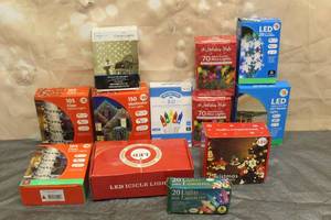 lot 243 image: TOTAL OF 11 ASSORTED MULTI COLOR INDOOR OUTDOOR LIGHTS&nbsp