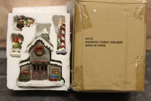 lot 271 image: CHRISTMAS SQUIRREL VILLAGE FAMILY LIGHTED HOLIDAY , 40354 IN ORIGINAL BOX SEE PICS&nbsp
