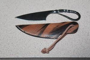 lot 179 image: DAMACAS STEEL BOOT KNIFE WITH LEATHER SHEATH